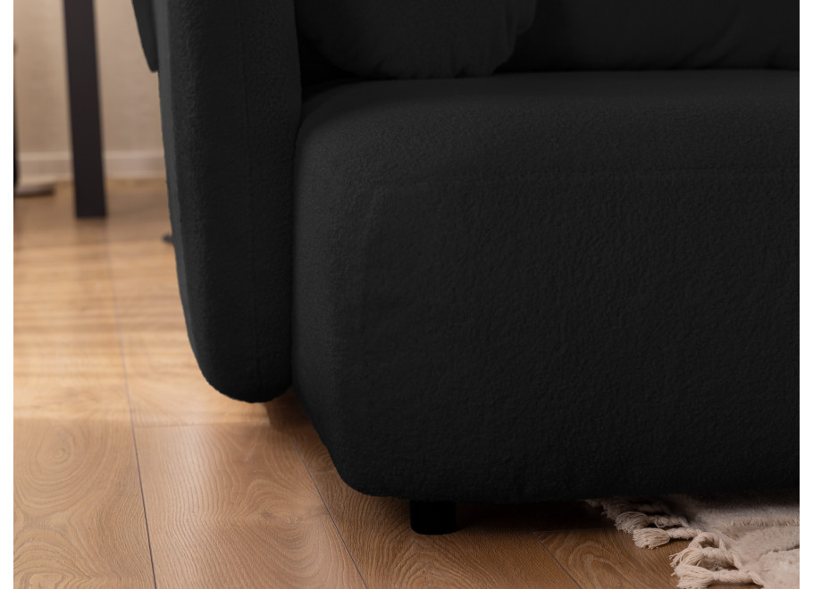 Narożnik Velano z funkcją spania czarny baranek - nowoczesny do salonu - Quelle 100