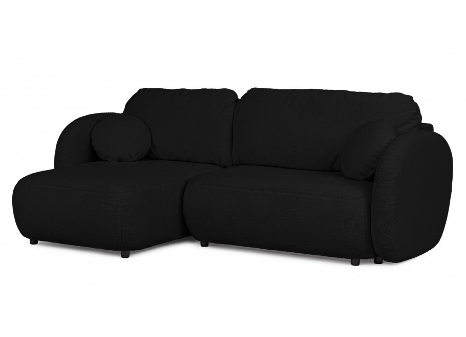 Narożnik Velano z funkcją spania czarny baranek - nowoczesny do salonu - Quelle 100