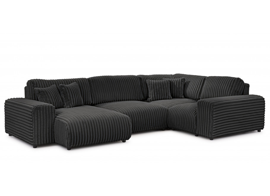 Nowoczesny duży narożnik Candi w kształcie U – grafitowy sztruks - Vito 18