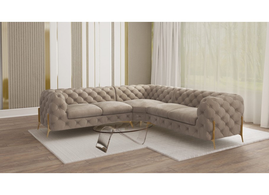 Narożnik pięcioosobowy luksusowy pikowany Chesterfield TEO HIGH 2+E+2 21