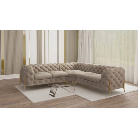 Narożnik pięcioosobowy luksusowy pikowany Chesterfield TEO...