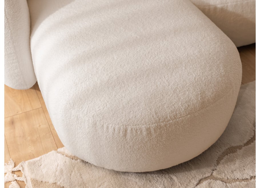 Przytulny beżowy Narożnik Bloop – Obły Kształt, Tkanina Boucle Baranek - Quelle 03