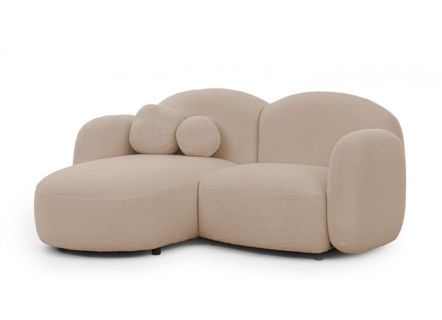 Przytulny beżowy Narożnik Bloop – Obły Kształt, Tkanina Boucle Baranek - Quelle 03