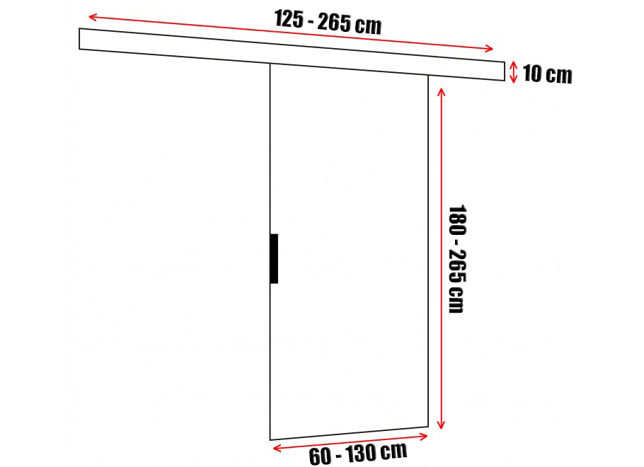 Drzwi przesuwne sufitowe z lamelami i lustrem MONO 10