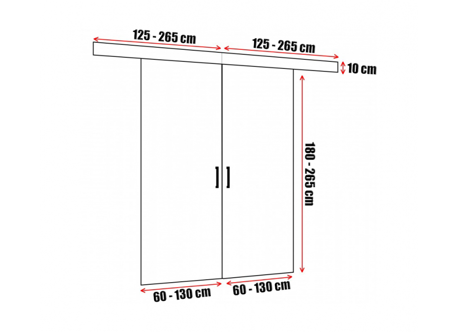 Drzwi przesuwne dwuskrzydłowe naścienne z lustrem Moza 6