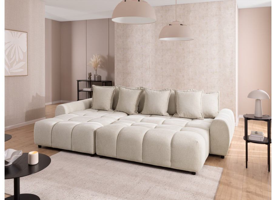 Narożnik Mallow – Miękki nowoczesny L-kształtny pikowany - Aragon 03