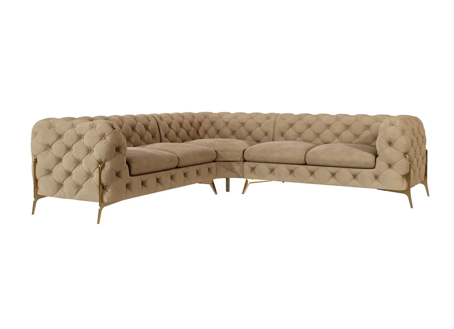 Narożnik pięcioosobowy luksusowy pikowany Chesterfield TEO HIGH 2+E+2
