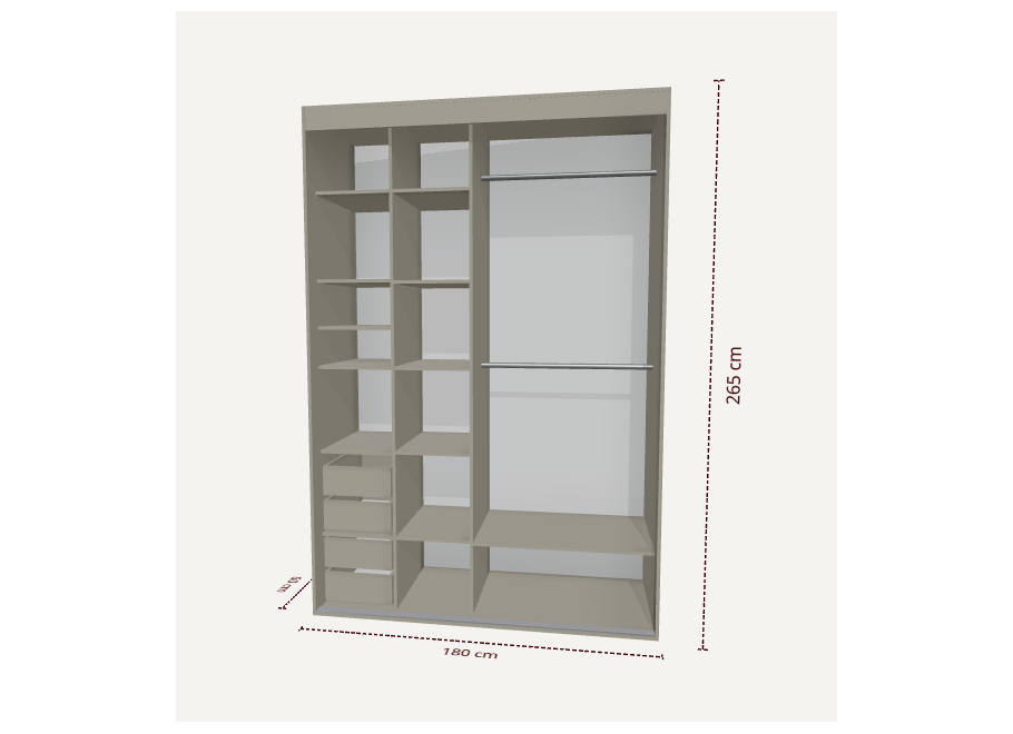 Szafa przesuwna dwudrzwiowa cashmere z lustrem ALFA kolor kaszmir 180x265 cm 2