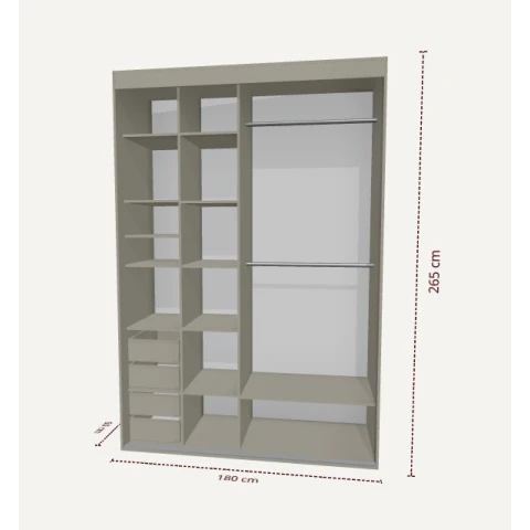 Szafa przesuwna dwudrzwiowa cashmere z lustrem ALFA kolor kaszmir 180x265 cm