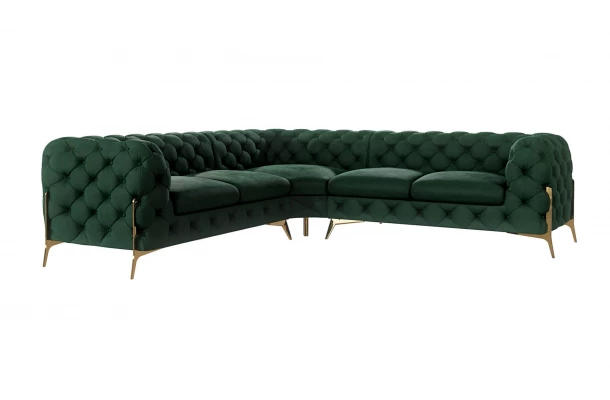 Narożnik pięcioosobowy luksusowy pikowany Chesterfield TEO HIGH 2+E+2 - eleganckie