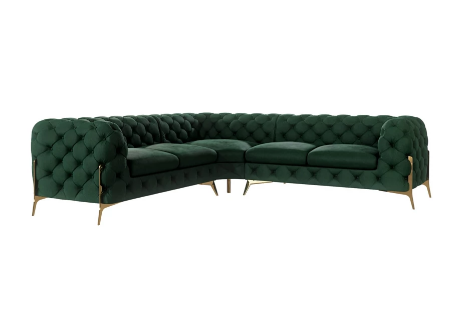 Narożnik pięcioosobowy luksusowy pikowany Chesterfield TEO HIGH 2+E+2