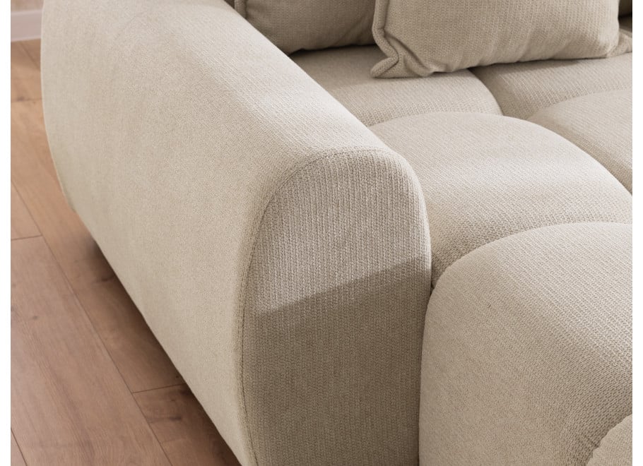 Narożnik jasno beżowy Mallow - Miękki nowoczesny L-kształtny pikowany - Aragon 03