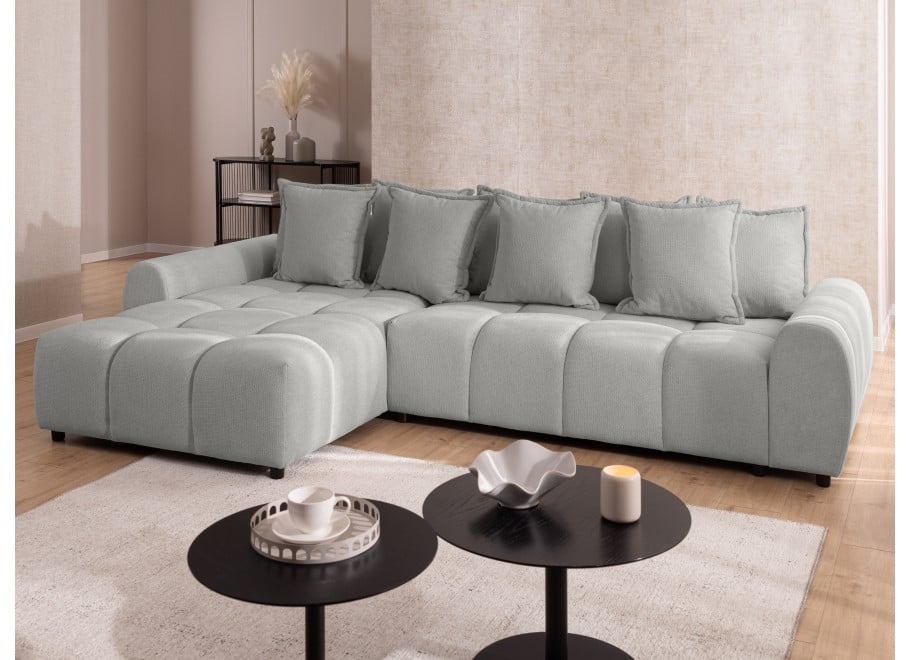 Narożnik jasnoszary Mallow L-kształtny – Tkanina hydrofobowa - Aragon 80