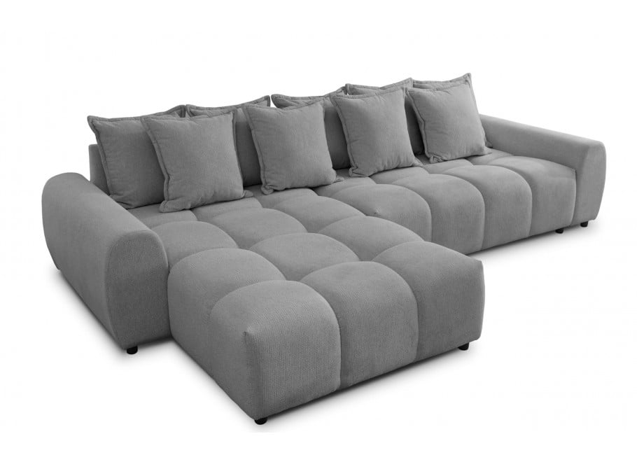 Przytulny narożnik szary Mallow – L-kształtny mebel wypoczynkowy - Aragon 90