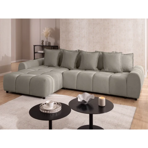 Nowoczesny narożnik beżowy Mallow - wygodny pikowany