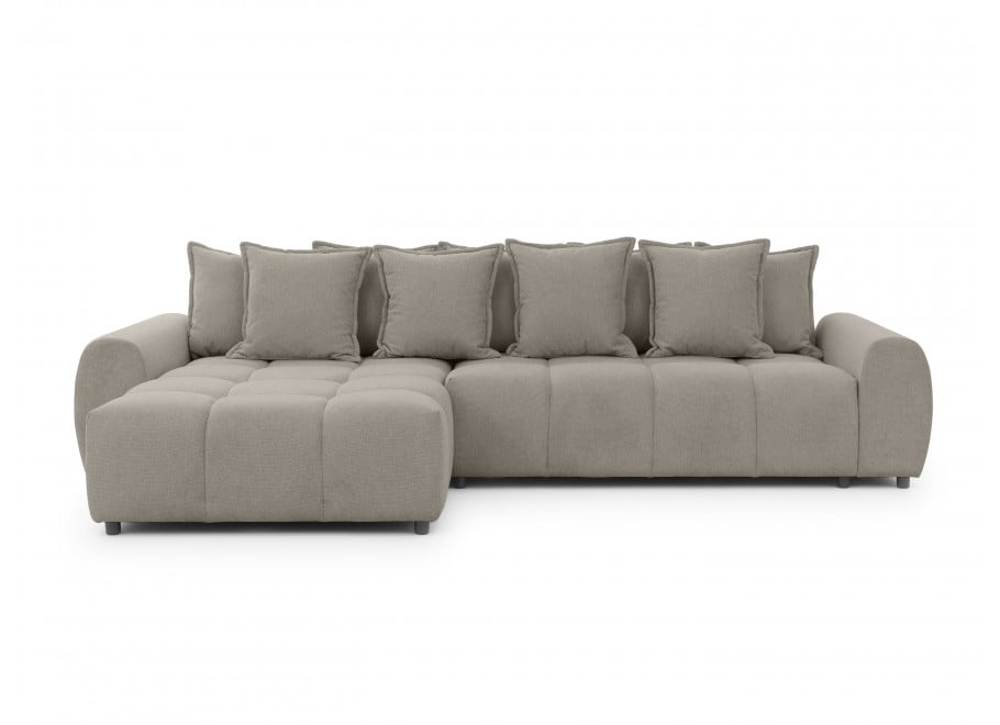 Nowoczesny narożnik beżowy Mallow - wygodny pikowany - Aragon 20