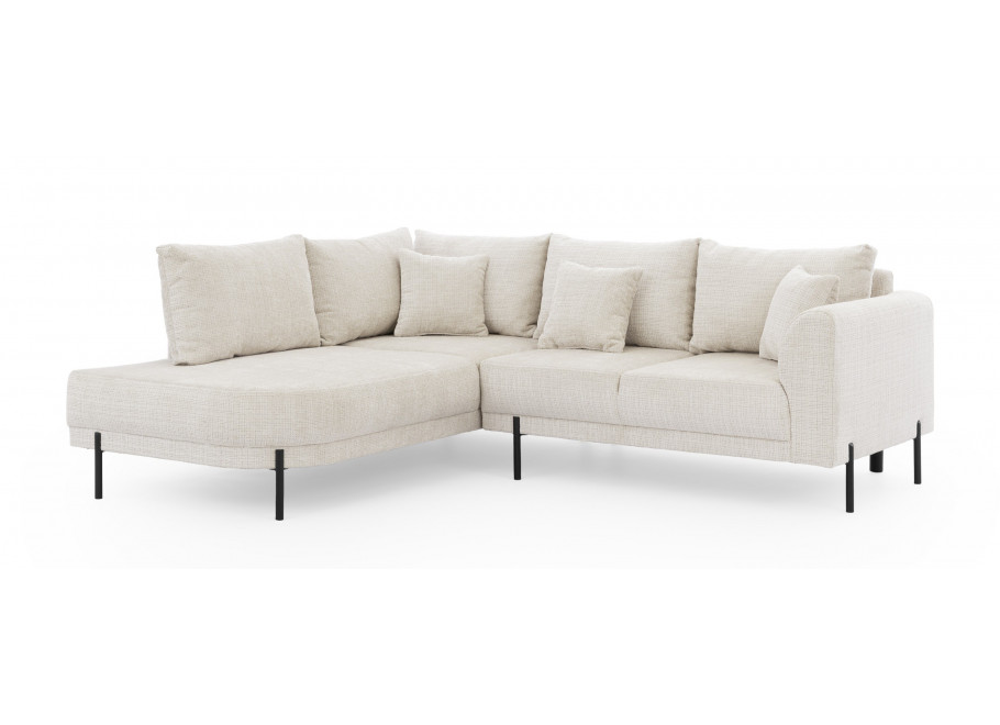 Narożnik Tilla jasnobeżowy – Miękka tkanina szenilowa i smukłe nóżki - Cremona 02