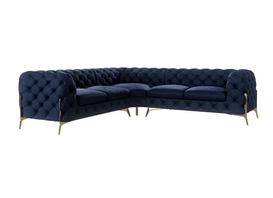 Narożnik pięcioosobowy luksusowy pikowany Chesterfield TEO HIGH 2+E+2