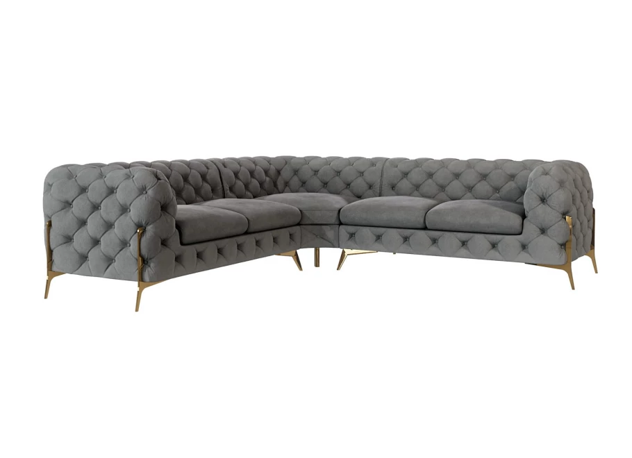 Narożnik pięcioosobowy luksusowy pikowany Chesterfield TEO HIGH 2+E+2