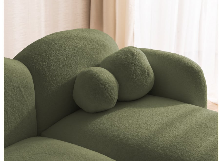 Zielony mały narożnik do salonu Bloop – tkanina boucle, kształt L - Quelle 37
