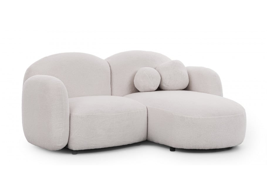 Biały mały narożnik Bloop – kompaktowy L-kształtny, tkanina boucle - Quelle 01