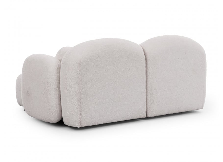 Biały mały narożnik Bloop – kompaktowy L-kształtny, tkanina boucle - Quelle 01