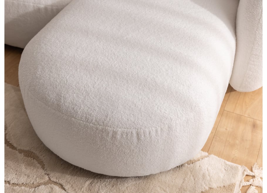 Biały mały narożnik Bloop – kompaktowy L-kształtny, tkanina boucle - Quelle 01