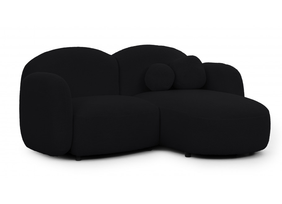 Czarny kompaktowy narożnik L-kształtny Bloop – modna tkanina boucle - Quelle 100
