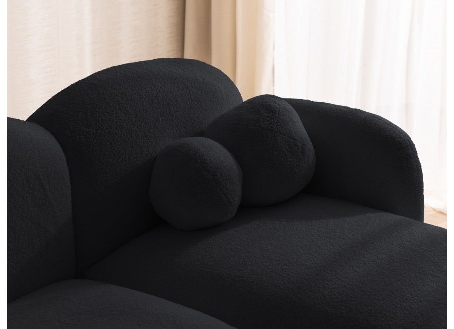 Czarny kompaktowy narożnik L-kształtny Bloop – modna tkanina boucle - Quelle 100