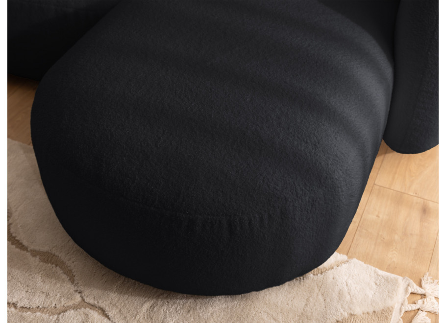 Czarny kompaktowy narożnik L-kształtny Bloop – modna tkanina boucle - Quelle 100