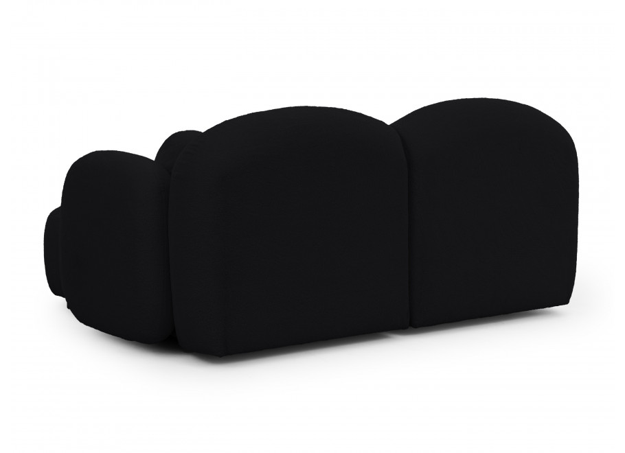 Czarny kompaktowy narożnik L-kształtny Bloop – modna tkanina boucle - Quelle 100