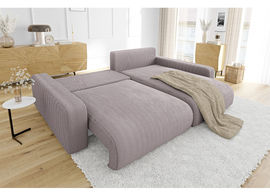 Rozkładany narożnik Sergio brudny róż – sztruks, funkcja spania - Lincoln 61