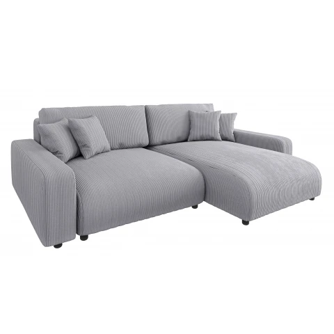 Jasny szary narożnik sztruksowy Sergio – rozkładany, L-kształtny