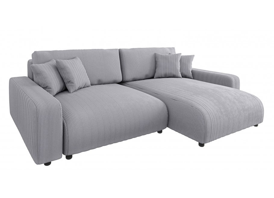 Jasny szary narożnik sztruksowy Sergio – rozkładany, L-kształtny - Lincoln 86