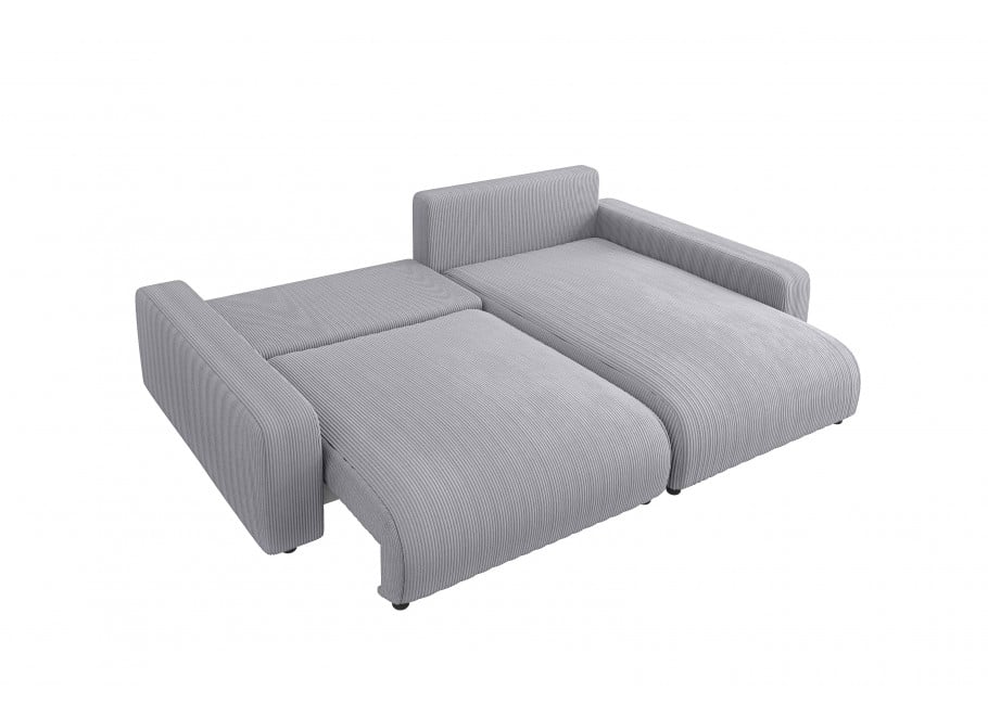 Jasny szary narożnik sztruksowy Sergio – rozkładany, L-kształtny - Lincoln 86