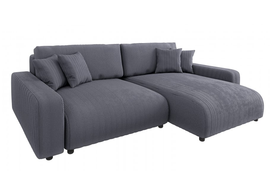 Szary narożnik Sergio L-kształtny – z funkcją spania i pojemnikiem na pościel - Lincoln 90