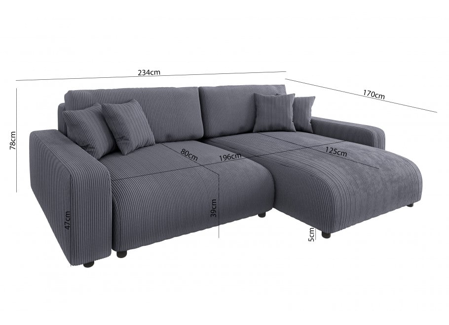 Szary narożnik Sergio L-kształtny – z funkcją spania i pojemnikiem na pościel 5