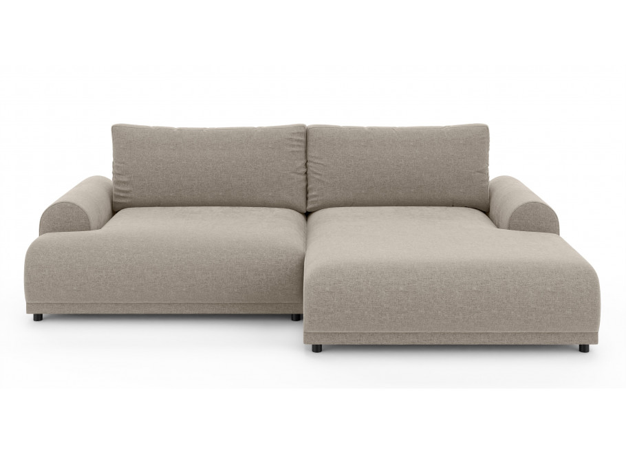 Beżowy narożnik do salonu Albero z funkcją spania i pojemnikiem na pościel 2