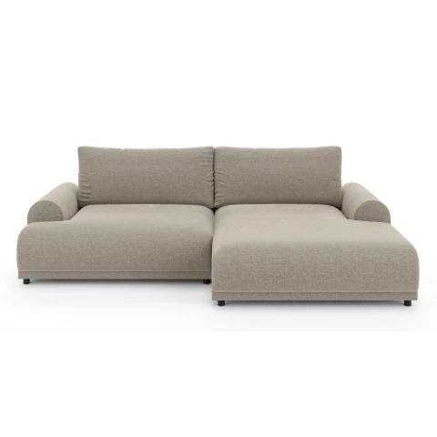 Beżowy narożnik do salonu Albero z funkcją spania i pojemnikiem na pościel