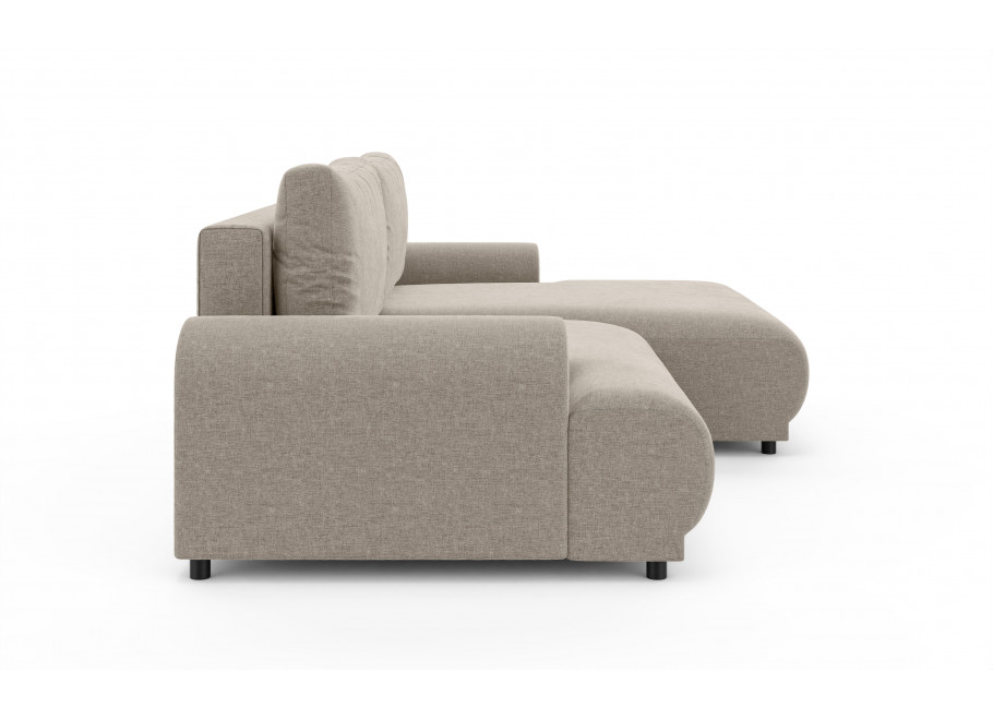 Beżowy narożnik do salonu Albero z funkcją spania i pojemnikiem na pościel 6