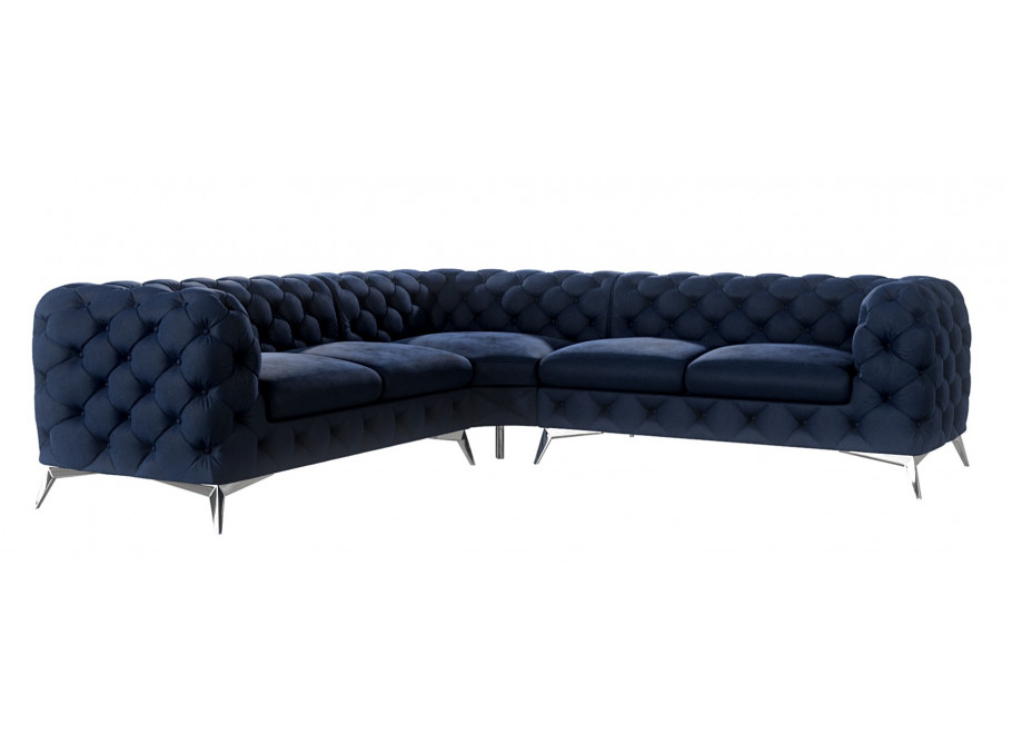 Narożnik glamour TEO granatowy – Pikowany na wysokich nóżkach