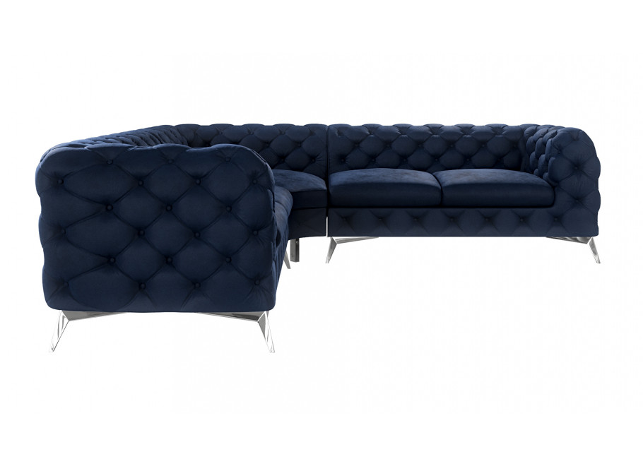 Narożnik glamour TEO granatowy – Pikowany na wysokich nóżkach 2