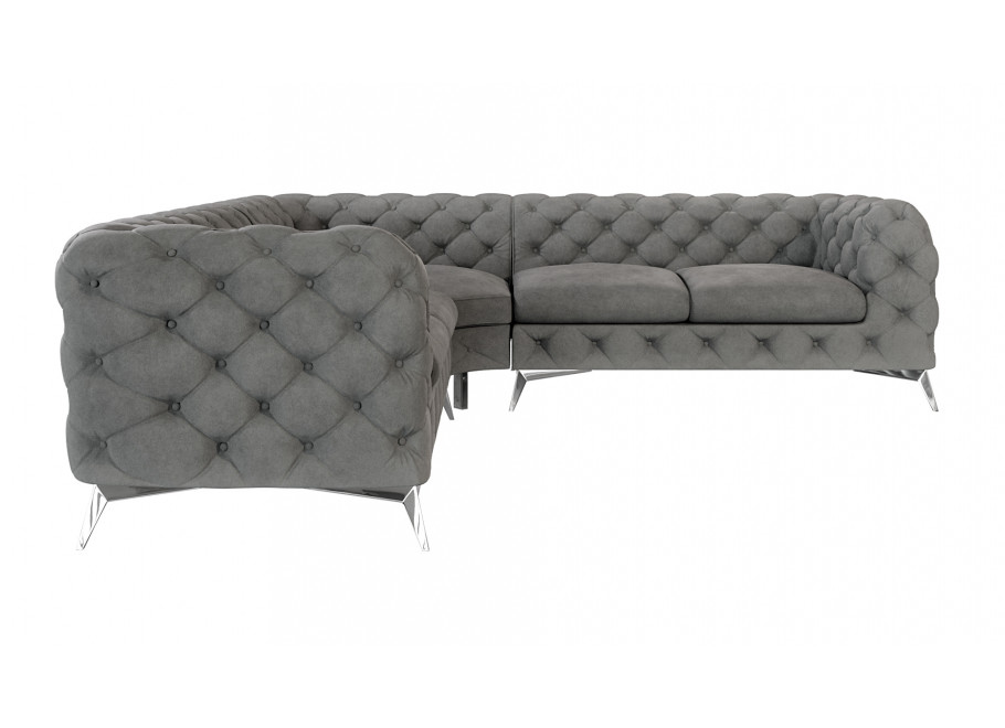 Narożnik szary TEO 2+E+2 – Luksusowy model pikowany Chesterfield 2
