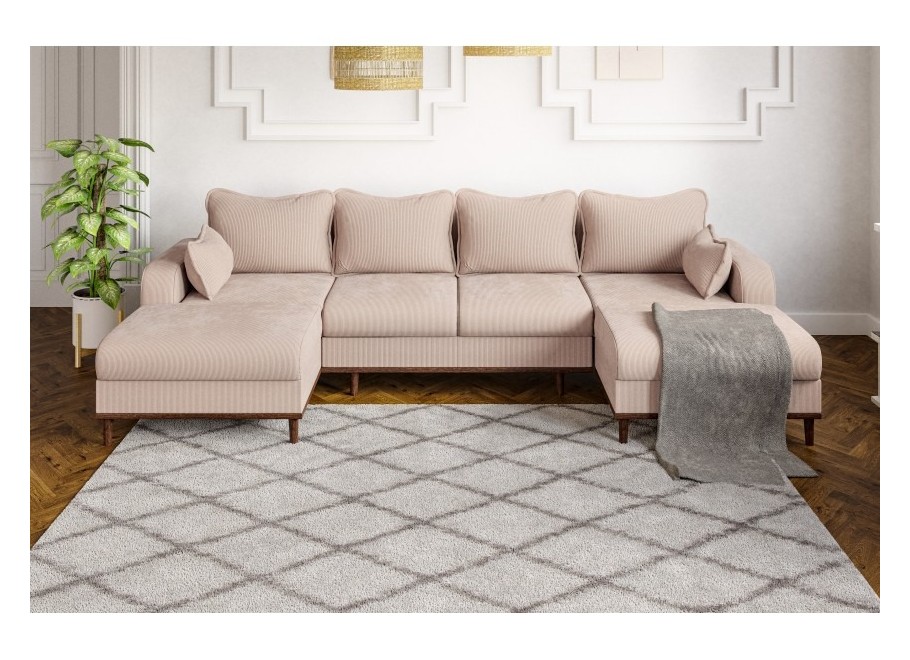 Nowoczesny narożnik w stylu skandynawskim Sofi - kremowy sztruks - Fjord 23