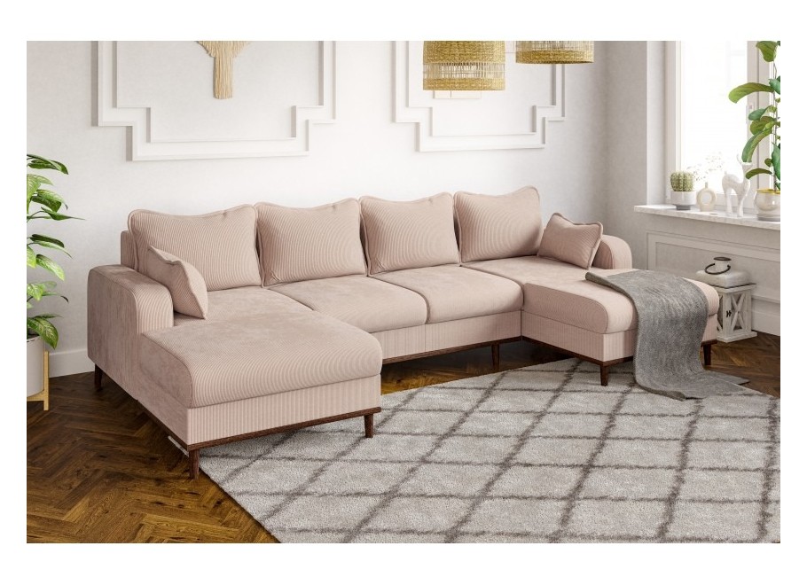 Nowoczesny narożnik w stylu skandynawskim Sofi - kremowy sztruks - Fjord 23