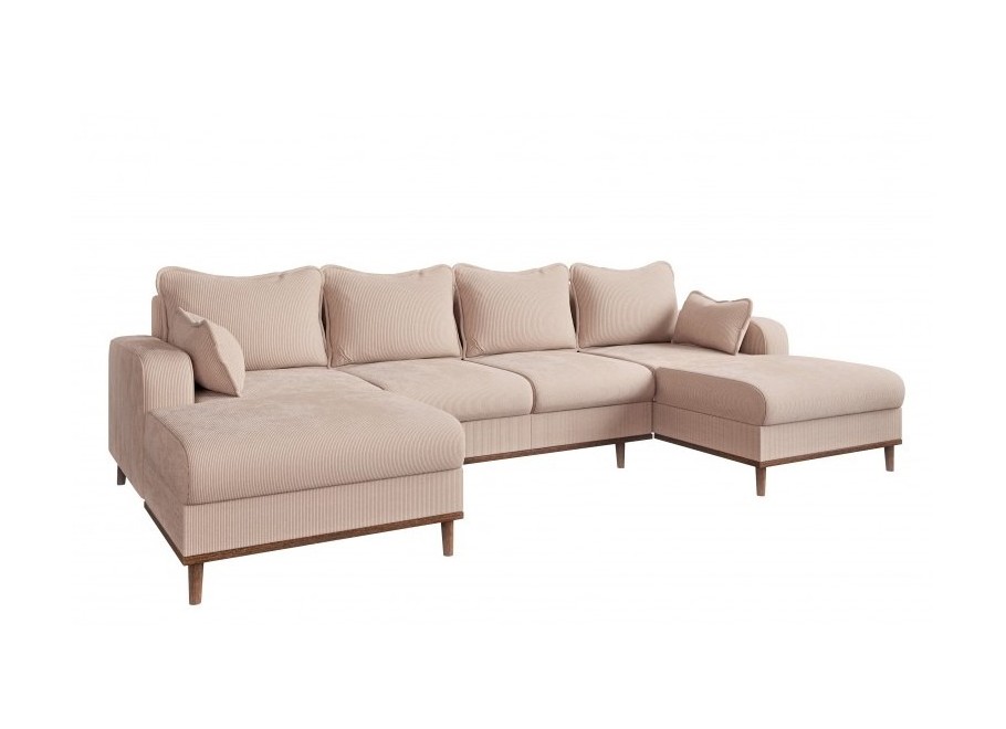 Nowoczesny narożnik w stylu skandynawskim Sofi - kremowy sztruks - Fjord 23