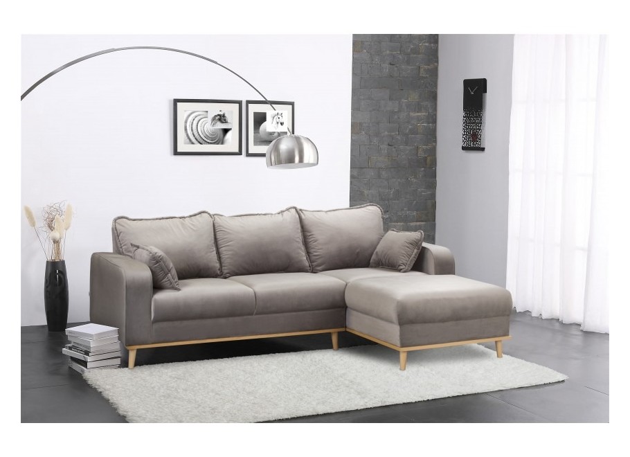 Skandynawski narożnik Sofi szary na wysokich nóżkach – czteroosobowy - Riviera 91