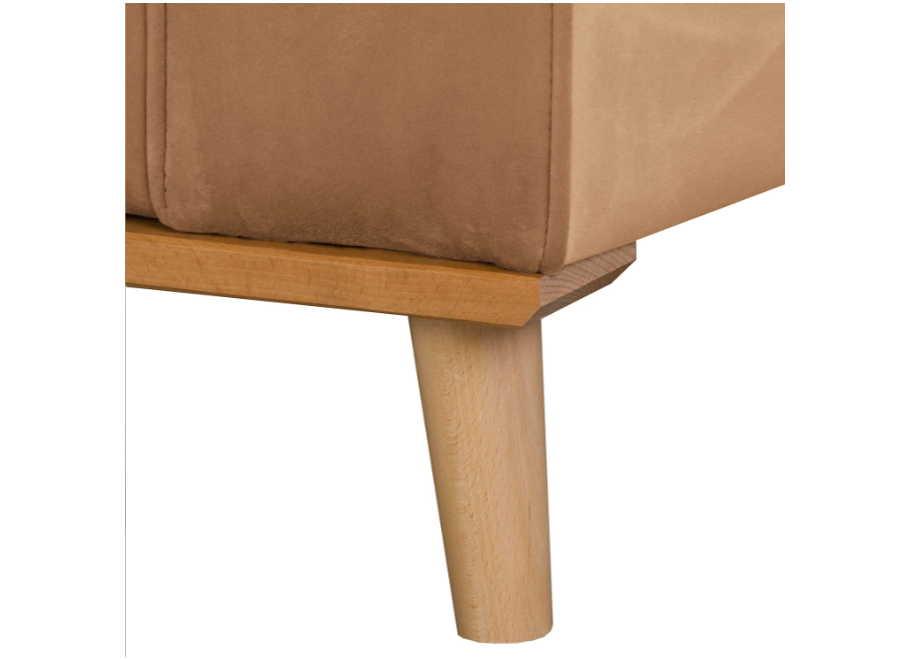 Elegancki narożnik Sofi welur ciepły beż – na drewnianych nóżkach - Riviera 24