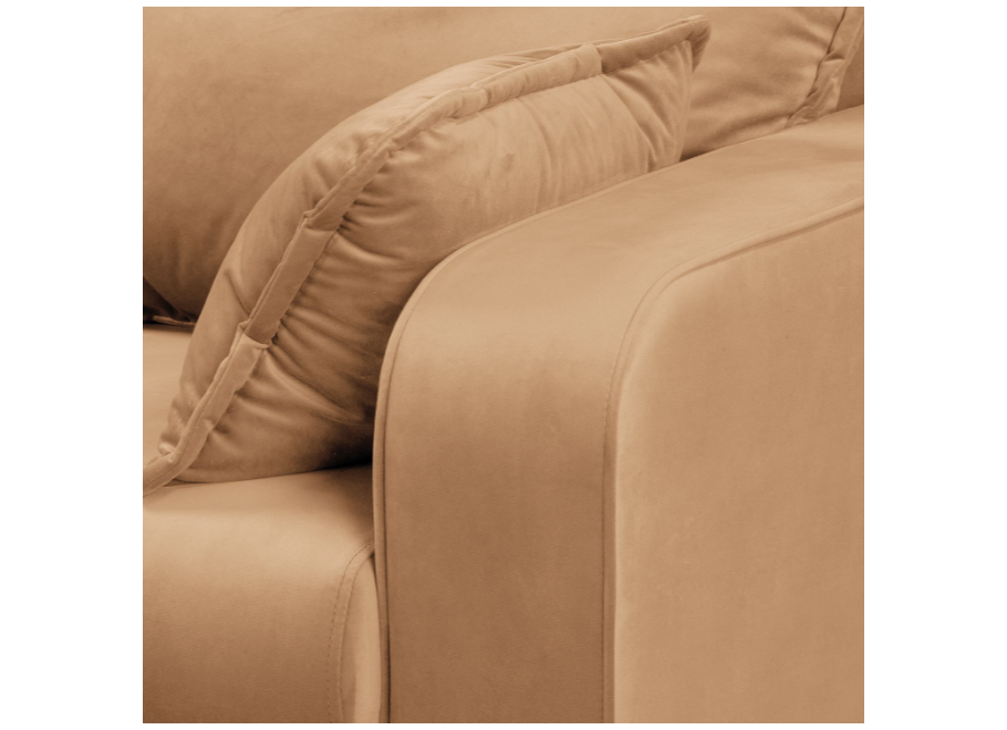 Elegancki narożnik Sofi welur ciepły beż – na drewnianych nóżkach - Riviera 24