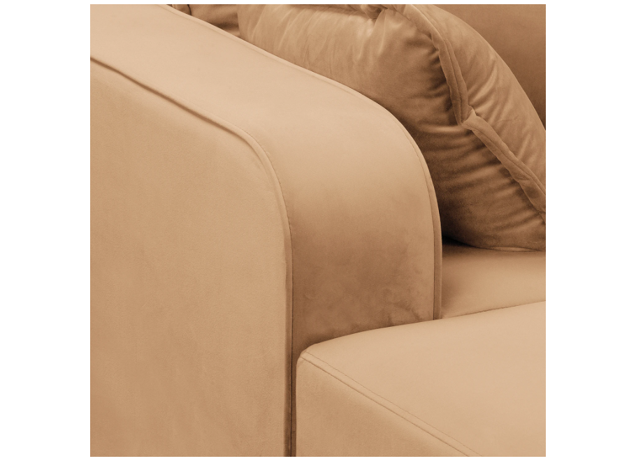 Elegancki narożnik Sofi welur ciepły beż – na drewnianych nóżkach - Riviera 24